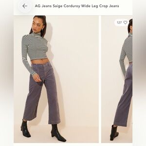 AG Jens Saige Corduroy Wide Leg Crop Jeans